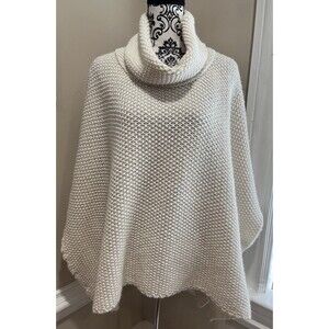 Cocogio ONE SIZE Poncho Sweater Chunky Knit Wool Blend Cream Italy Lagenlook